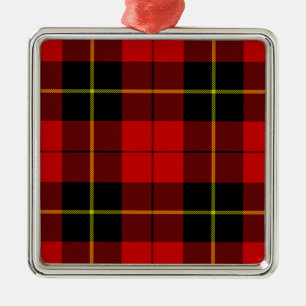 Wallace tartan red black plaid metal tree decoration