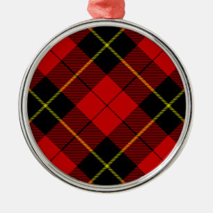 Wallace tartan red black plaid metal tree decoration