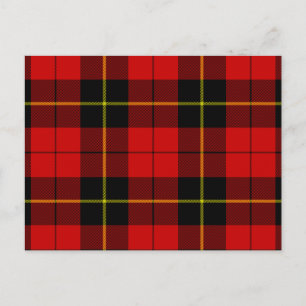 Wallace tartan red black plaid postcard