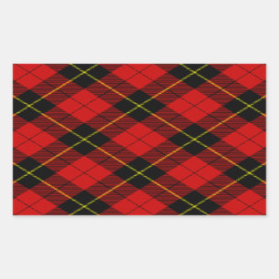 Wallace tartan red black plaid rectangular sticker