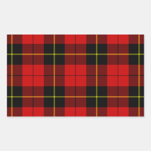 Wallace tartan red black plaid rectangular sticker