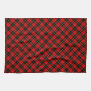 Wallace tartan red black plaid tea towel