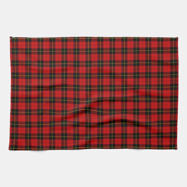 Wallace tartan red black plaid tea towel (Horizontal)