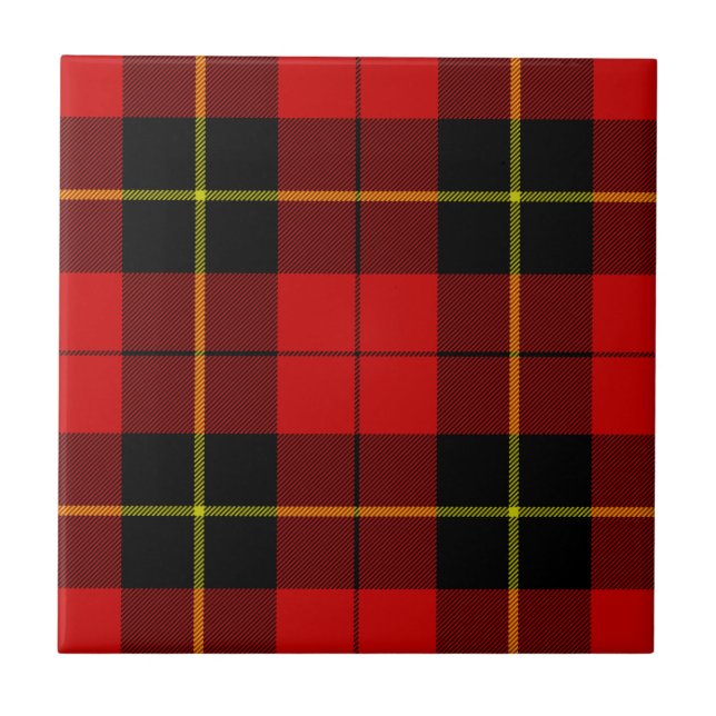 Wallace tartan red black plaid tile (Front)