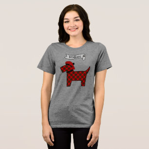 Wallace Tartan Scottie Dog Personalised Tri-Blend Shirt