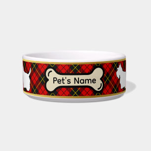 Wallace Tartan Scottie Dog Personalized Bowl