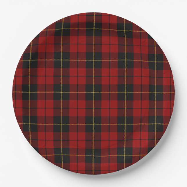 Wallace Tartan Scottish Clan Plaid Pattern Paper Plate (Front)