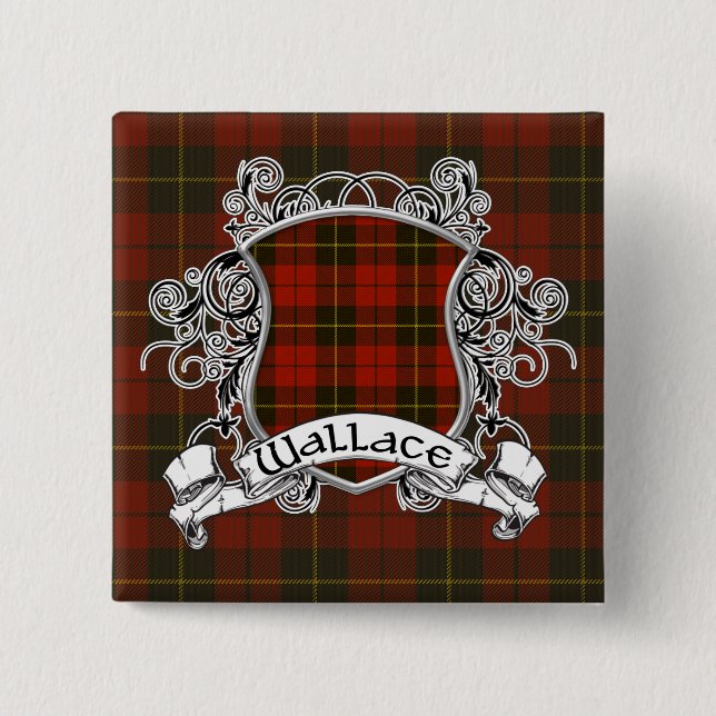 Wallace Tartan Shield 15 Cm Square Badge (Front)