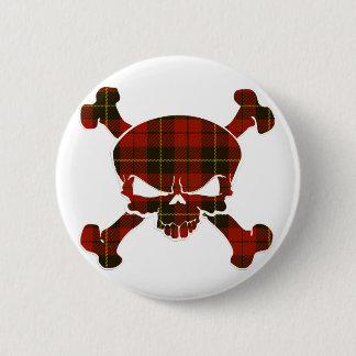 Wallace Tartan Skull No Banner 6 Cm Round Badge