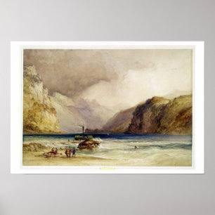 Wallenstadt, from Wesen, Switzerland, 1842 (w/c an Poster