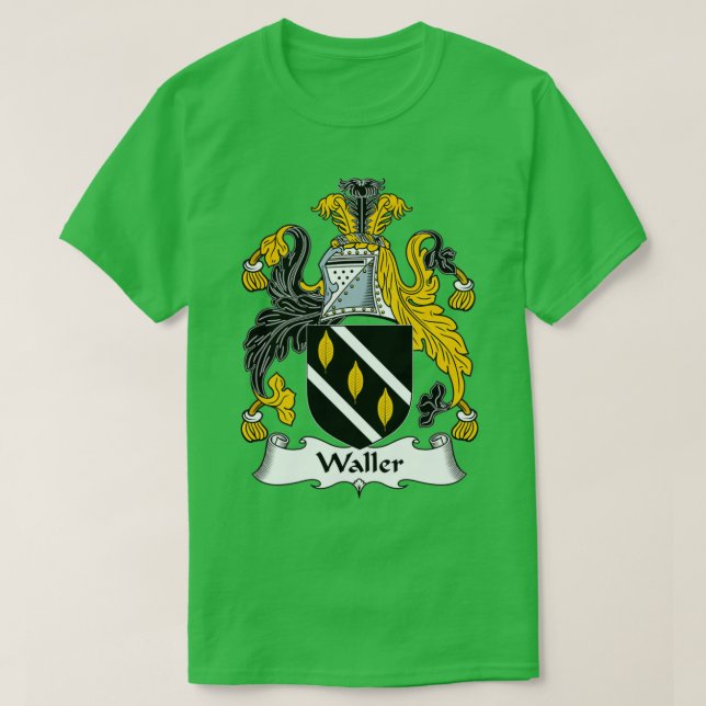 Waller Coat of Arms Family Crest  T-Shirt (Design Front)