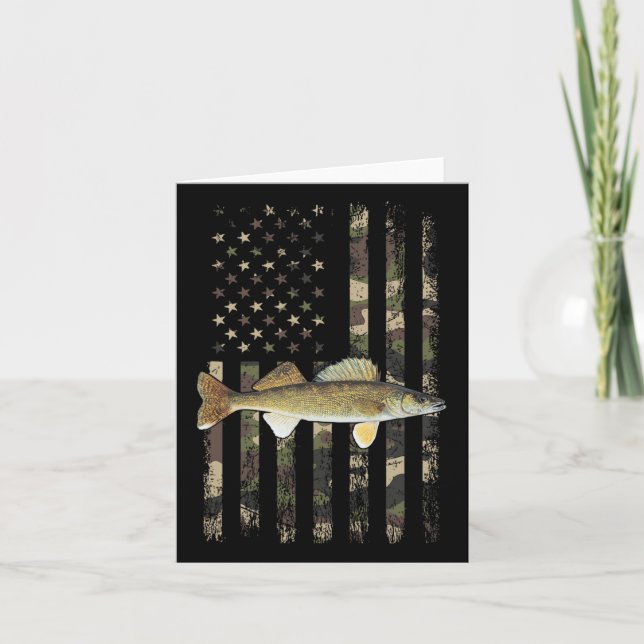 Walleye Camo American Flag1  Card (Front)
