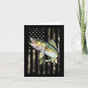 Walleye Camo American Flag Card