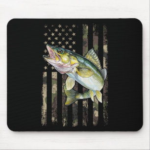 Walleye Camo American Flag Mouse Pad