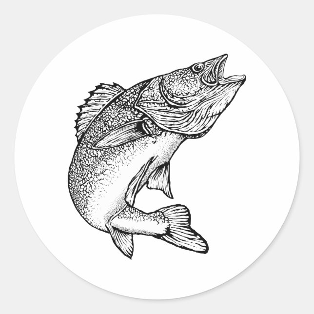 Walleye Fish Classic Round Sticker (Front)