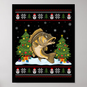 Walleye Fish Xmas Tree Light Funny Men Women Ugly Poster