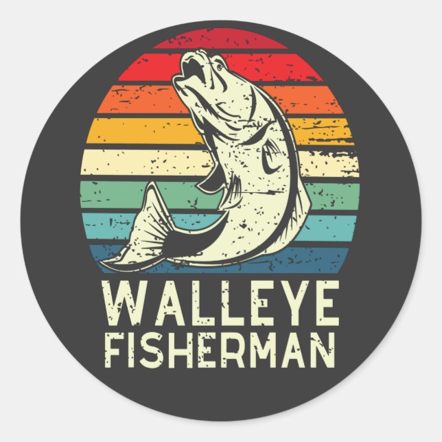 walleye fisherman cool walleye fishing design classic round sticker (Front)
