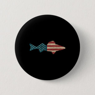 Walleye Fishing American Flag Sauger Angling  6 Cm Round Badge