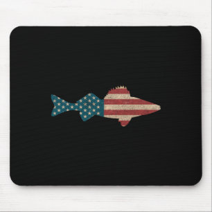 Walleye Fishing American Flag Sauger Angling Mouse Pad