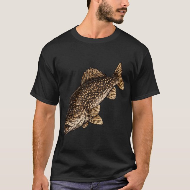 Walleye Fishing Art T-Shirt (Front)