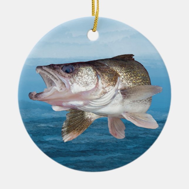 Walleye Fishing Ceramic Tree Decoration (Front)