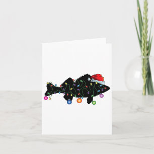 Walleye Fishing Funny Christmas Lights Fish Santa  Card