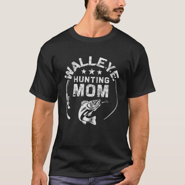 Walleye Fishing Mum - Funny Walleye huntress Pullo T-Shirt (Front)