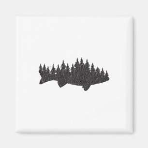 Walleye Fishing Sauger Fisherman Pine Forest Magnet
