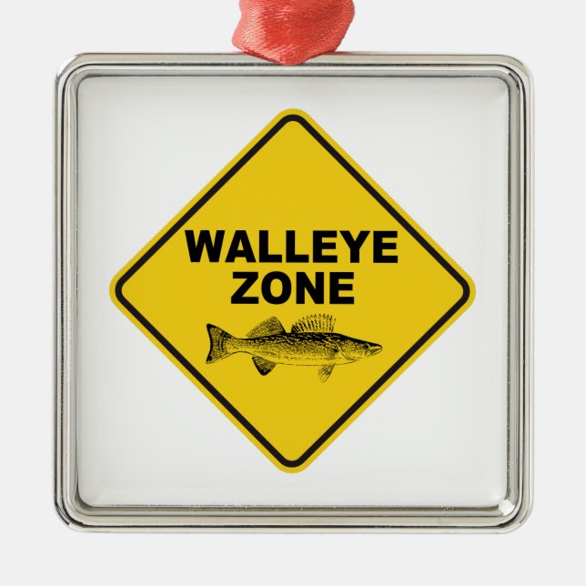 Walleye Fishing Zone Metal Tree Decoration (Front)