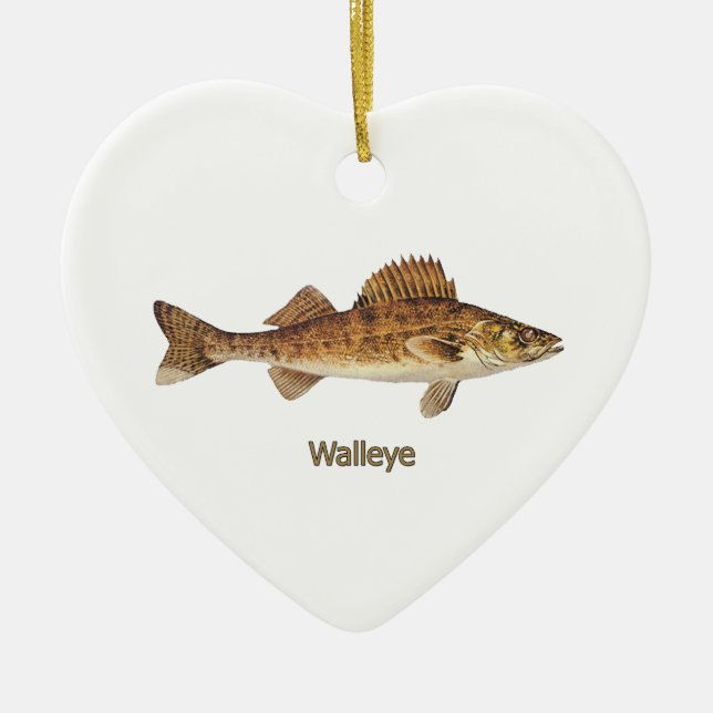 Walleye (Great Lakes) Ceramic Tree Decoration (Front)