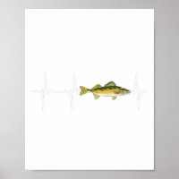 Walleye Heartbeat For Freshwater Fish Fishing Love