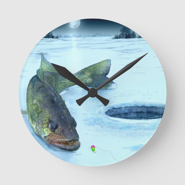 Walleye Ice Round Clock (Front)
