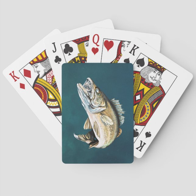 Walleye in Rocky Habitat Playing Cards (Back)