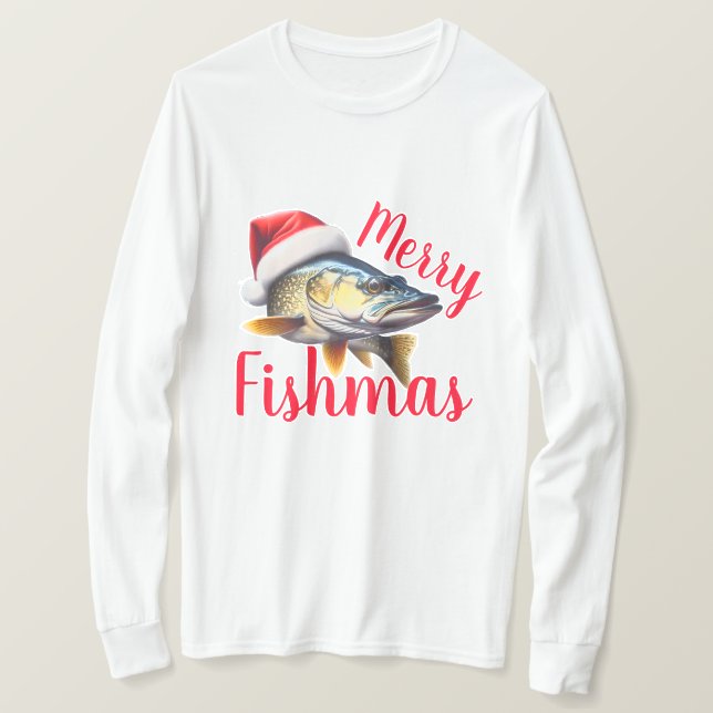 Walleye "Merry Fishmas" Ugly Christmas T-Shirt (Design Front)