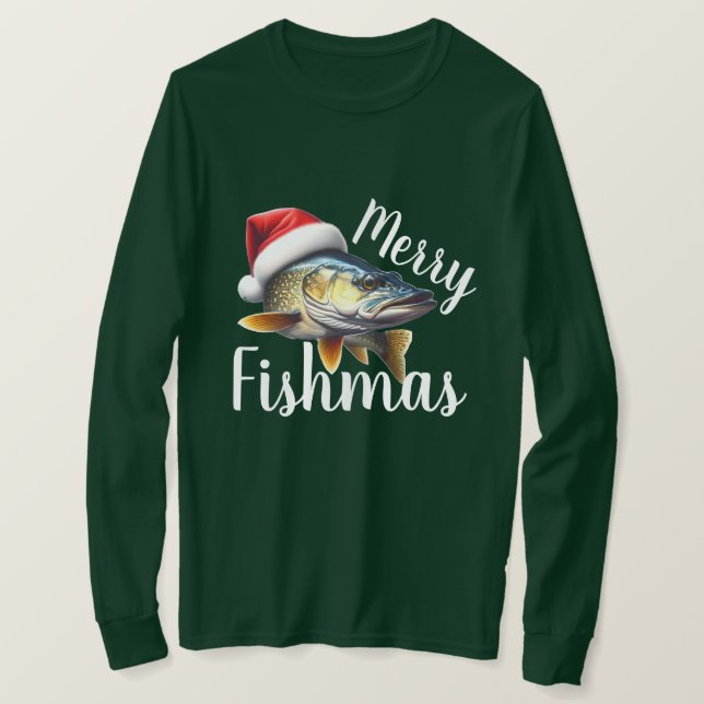 Walleye "Merry Fishmas" Ugly Christmas T-Shirt (Design Front)