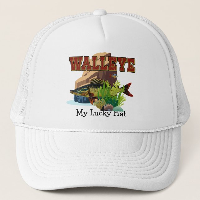 Walleye "My Lucky Hat"  Trucker Hat (Front)