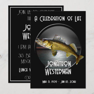 Walleye Pike Fishing Celebration of Life Invitation