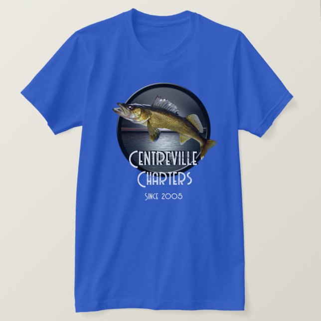 Walleye Pike, Water and Moon Memorial T-Shirt (Design Front)