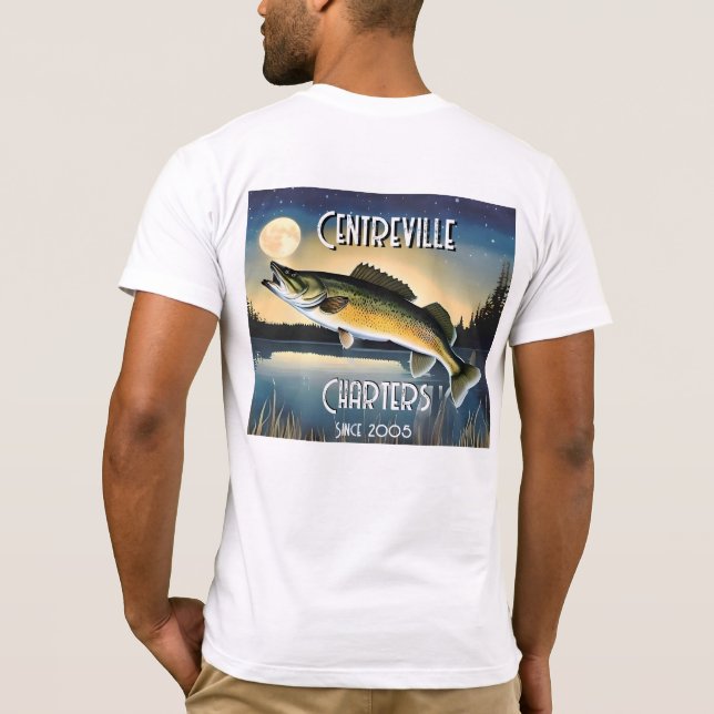 Walleye Pike, Water and Moon Memorial T-Shirt (Back)