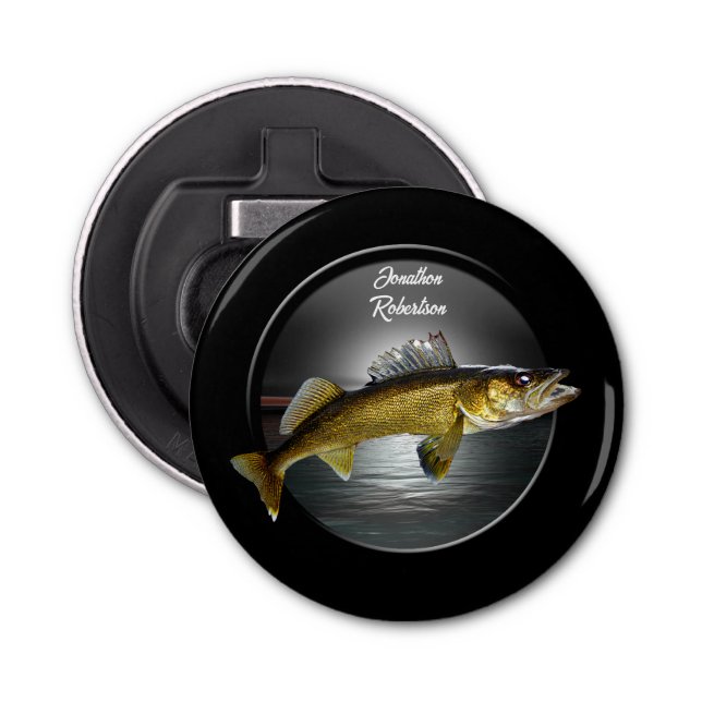 Walleye Pikes on Deep Blue Background Bottle Opener (Front)