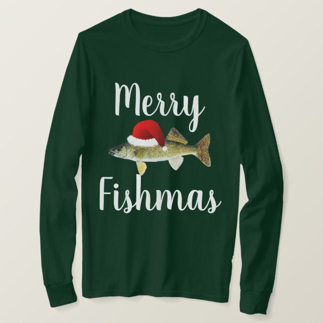 Walleye Ugly Christmas T-Shirt (Design Front)