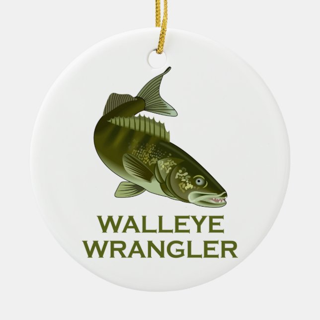Walleye Wrangler Ceramic Tree Decoration (Front)