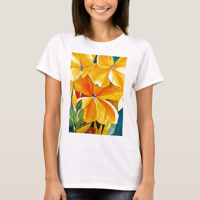 Wallflower original watercolour floral art T-Shirt (Front)