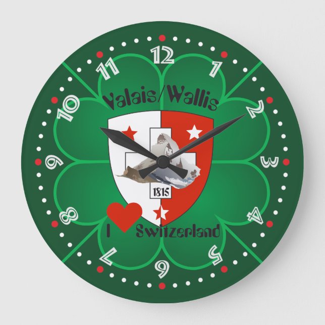 Wallis Valais Schweiz Suisse Uhr Large Clock (Front)