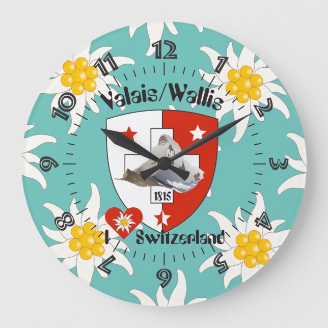 Wallis Valais Schweiz Suisse Uhr Large Clock (Front)