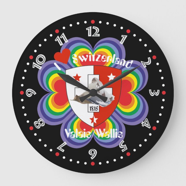 Wallis Valais Schweiz Suisse Uhr Large Clock (Front)