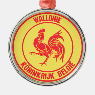 Wallonie Round Emblem Metal Tree Decoration
