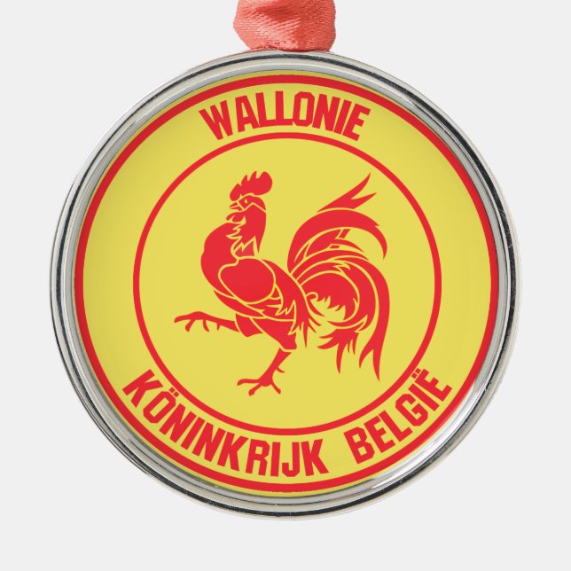 Wallonie Round Emblem Metal Tree Decoration (Front)