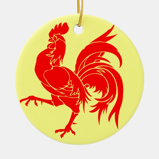Walloon (Belgium) Flag - Drapea Walon Ceramic Tree Decoration (Front)