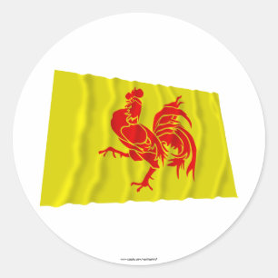 Walloon Region Waving Flag Classic Round Sticker